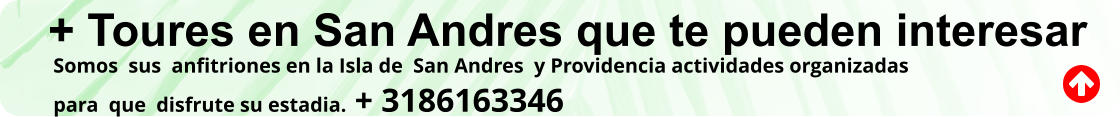 + Toures en San Andres que te pueden interesar  Somos  sus  anfitriones en la Isla de  San Andres  y Providencia actividades organizadas   para  que  disfrute su estadia. + 3186163346